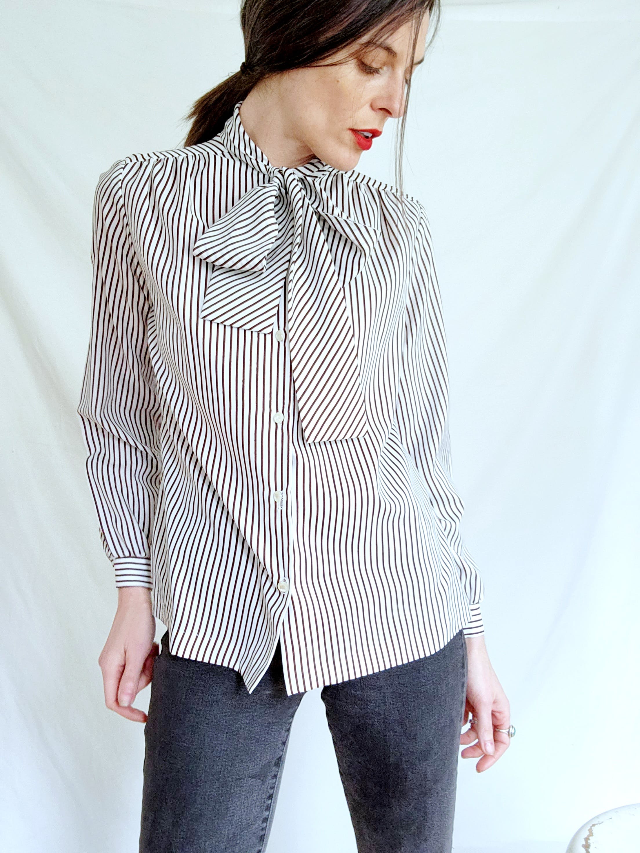 Vintage 70s Striped Pussy Bow Blouse / Lavalliere By Lainee | Shop ...