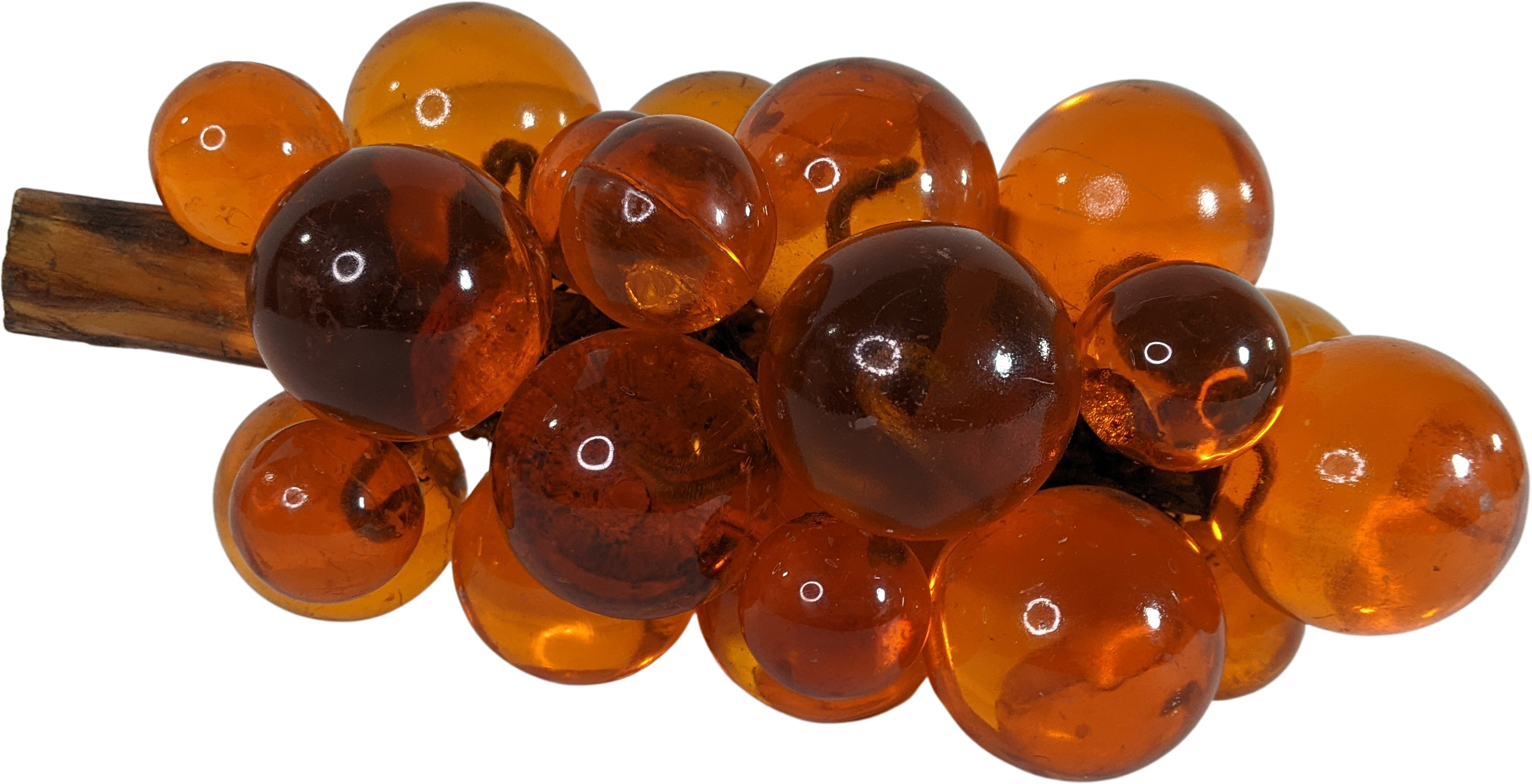 60s Mcm Lucite Orange Grape Cluster.wood Vtg