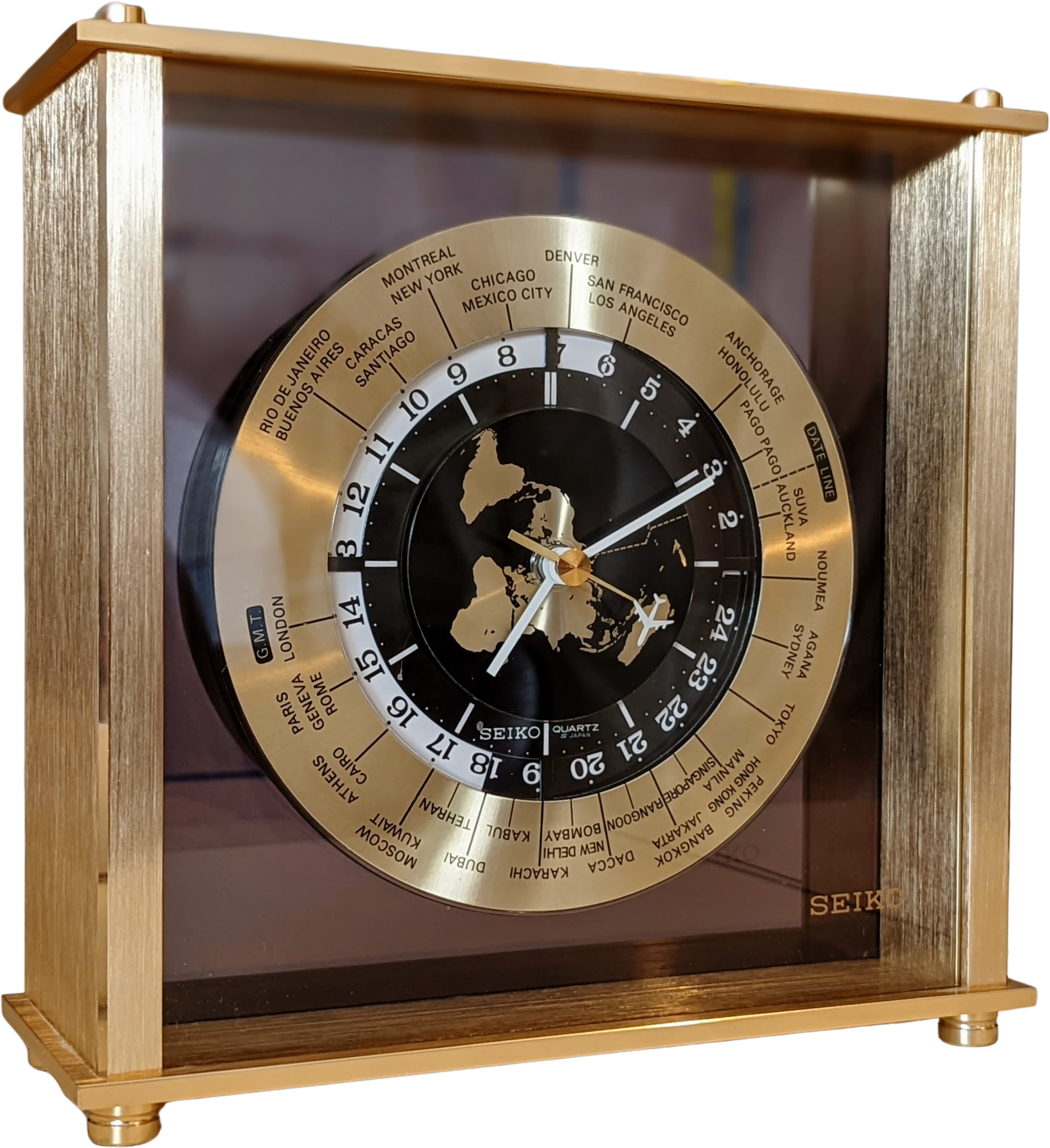 Vintage Seiko World Time Brass Clock 25 Time Zones by Seiko | Shop THRILLING