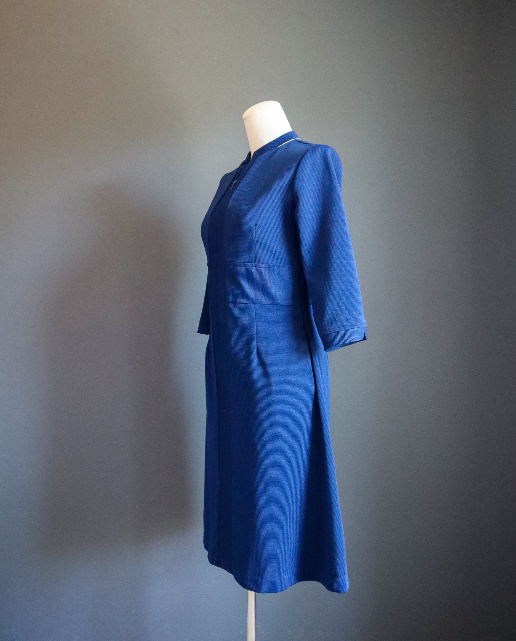 Vintage 60s/70s Blue Polyester Zip Front Uniform Dress By Uniforms by ...