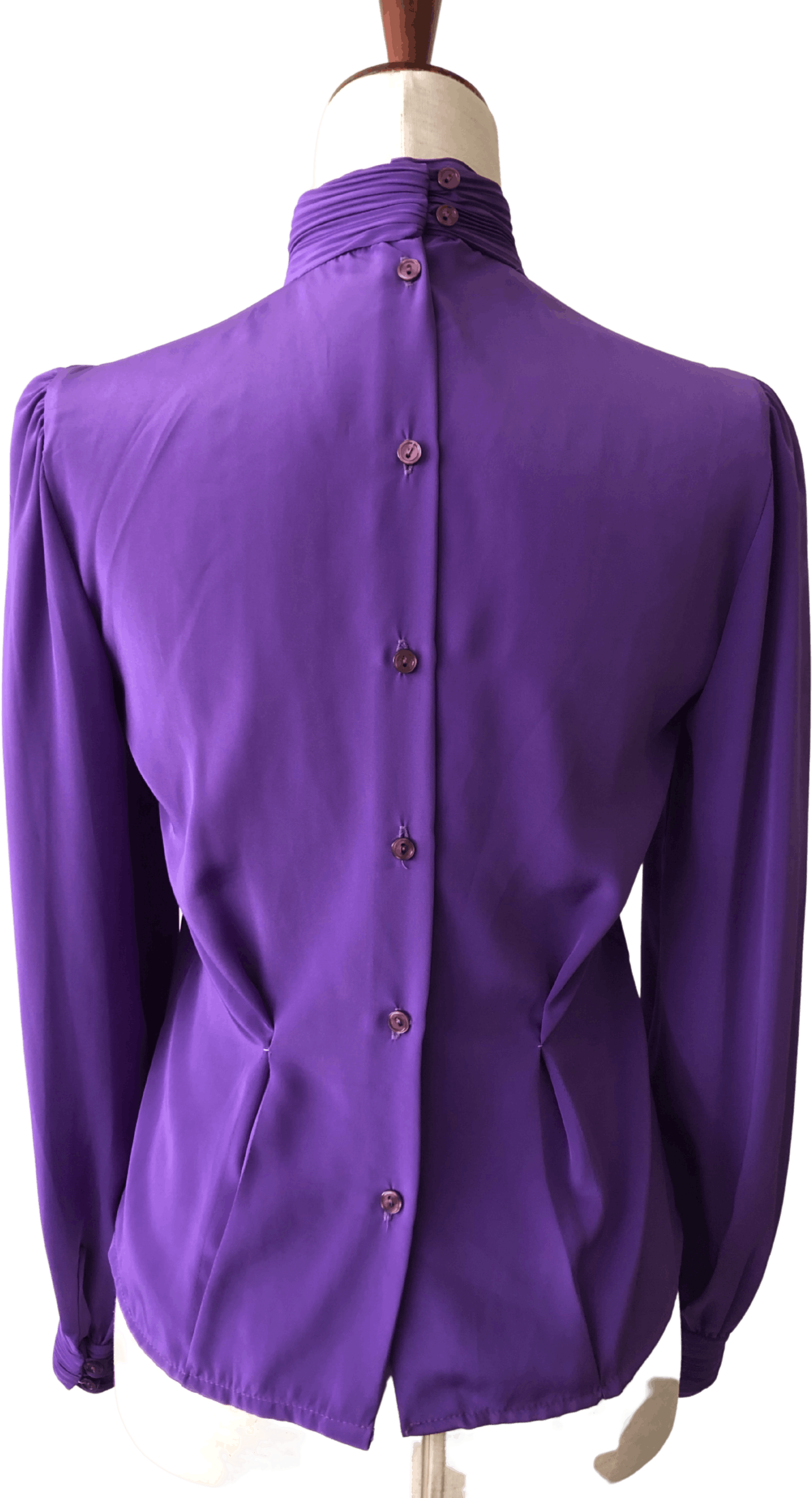 Vintage 80's Purple Blouse with Ruched Neckline and Cuffs by Helene St ...