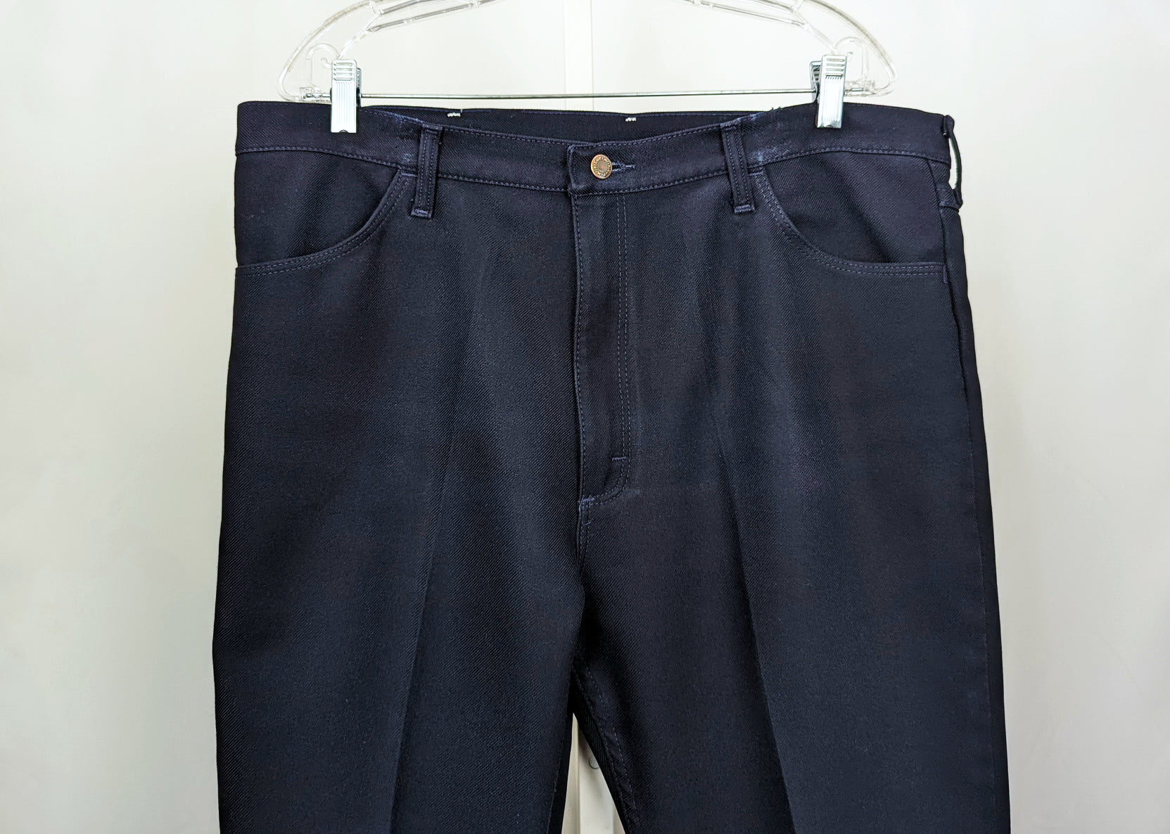 Vintage 70s Navy Blue Polyester Pants By Wrangler | Shop THRILLING