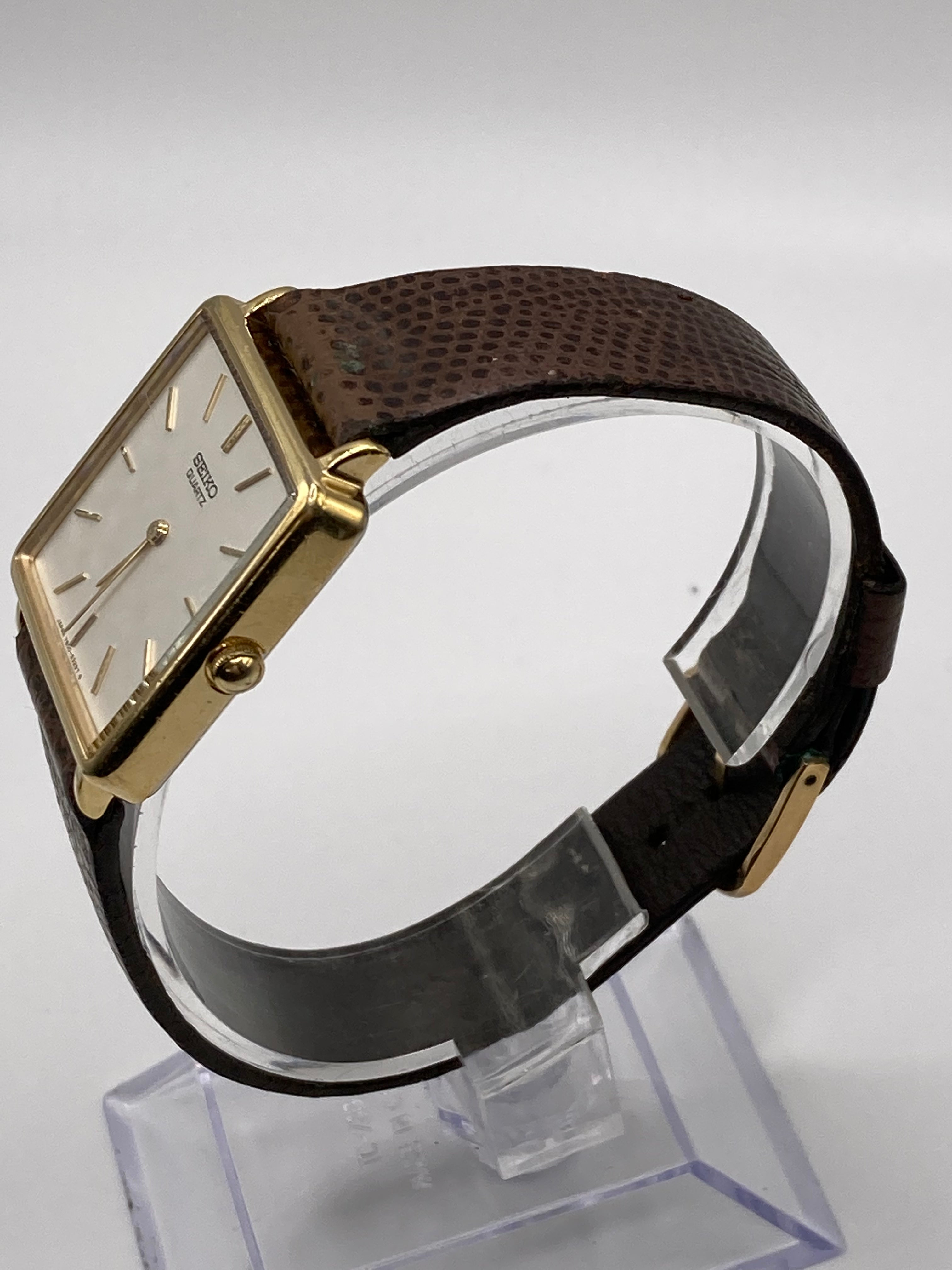 Vintage 80s Brown Leather Gold Tone Dial Watch By Seiko | Shop THRILLING