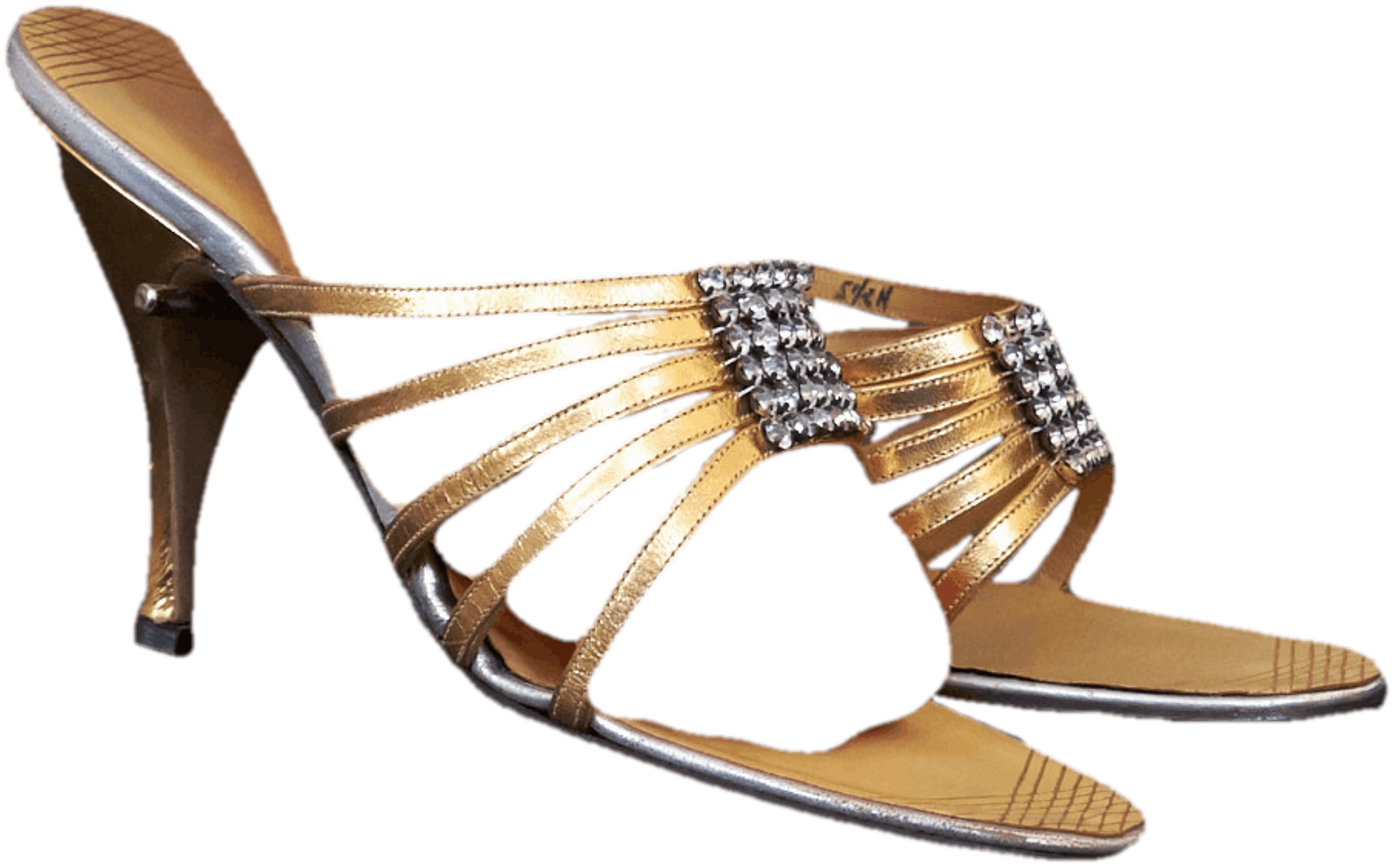 Rene Caovilla Size Black Gold Rhinestone Strappy High Heels Shoes At ...