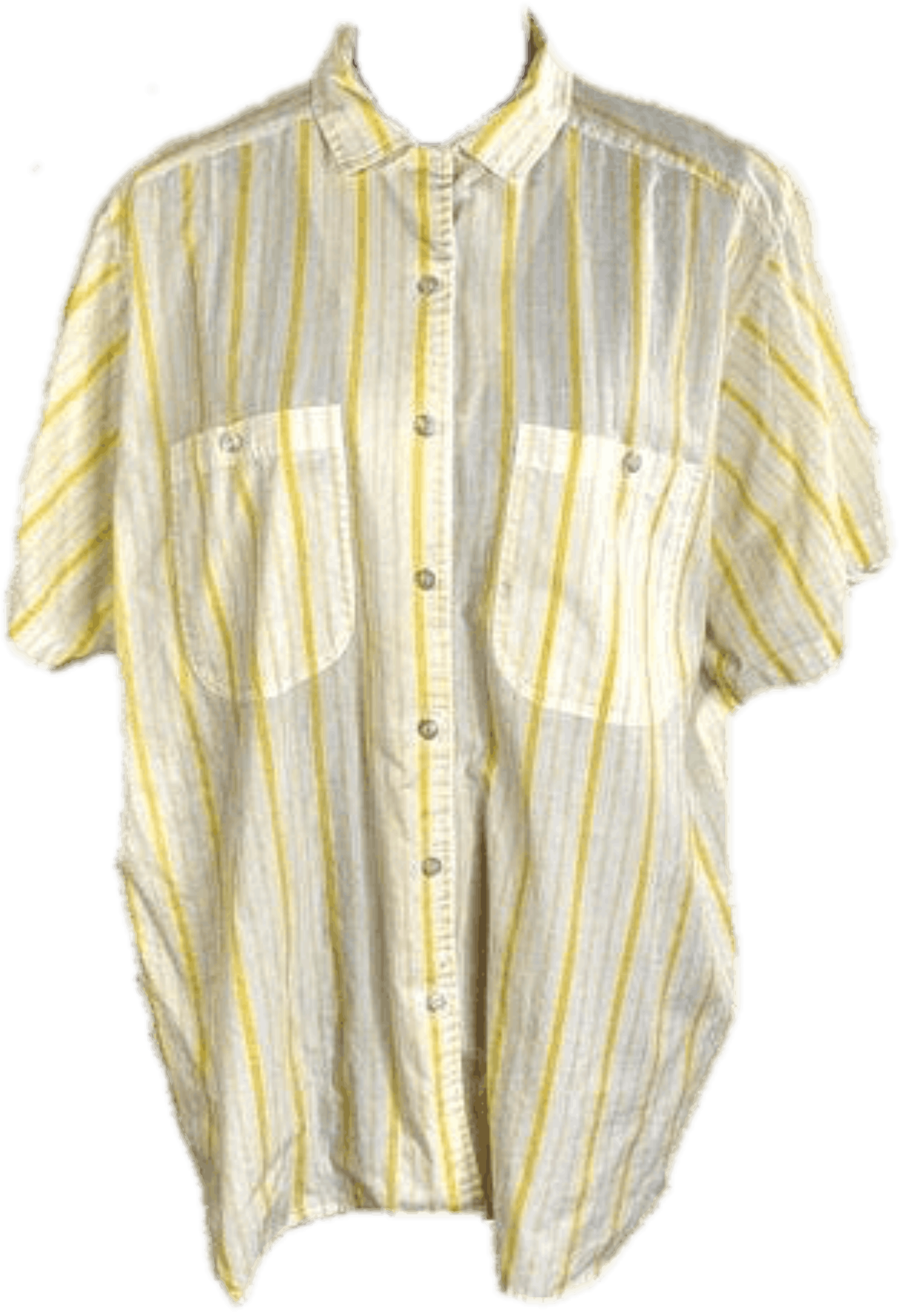 Yellow and White Striped Button Up Shirt by Favorites – Thrilling