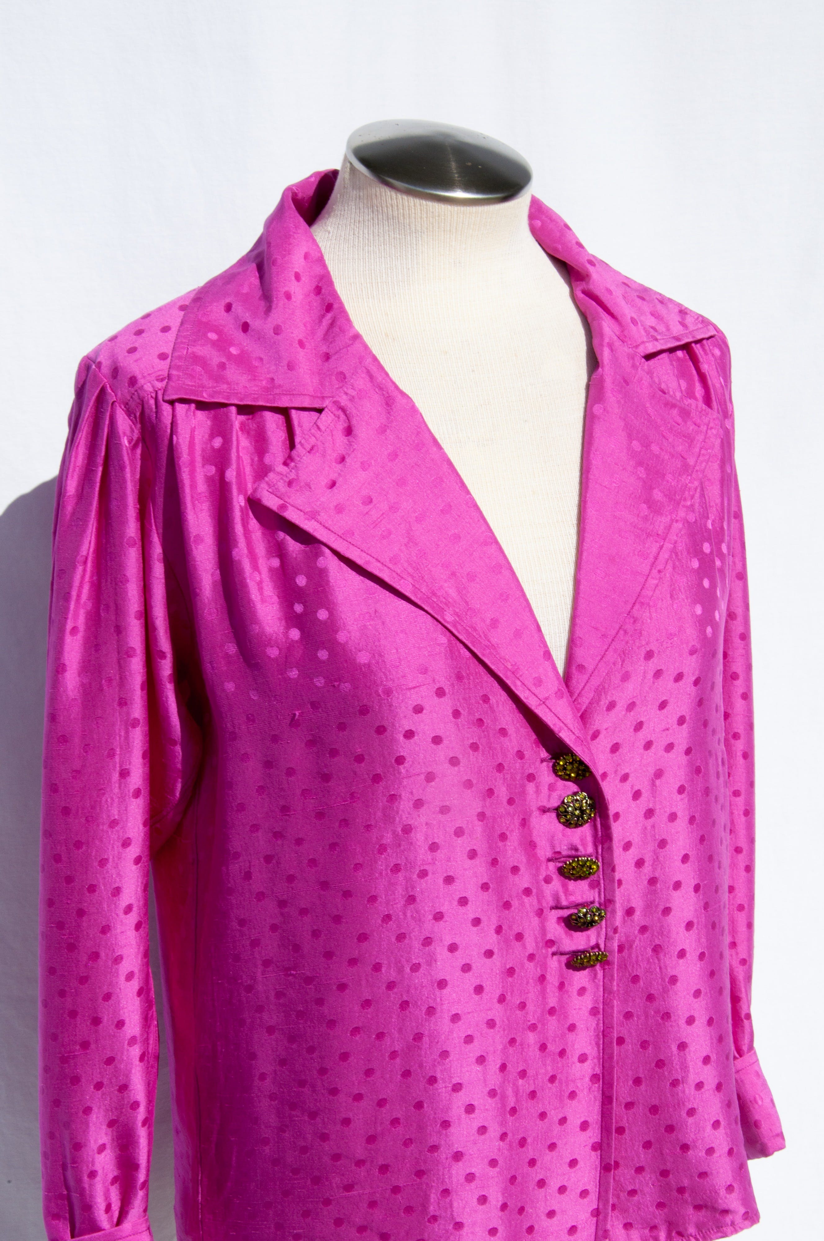 Vintage 90's Fuschia Pink Raw Silk Blouse by Yves Saint Laurent | Shop ...