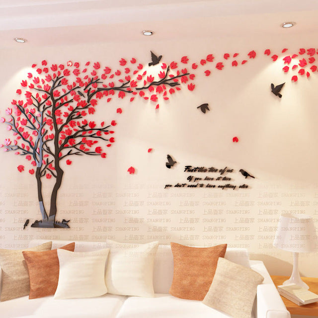 Crystal 3d Modern Tree Wall Art Stickers For Living Room Decoration Teme Store