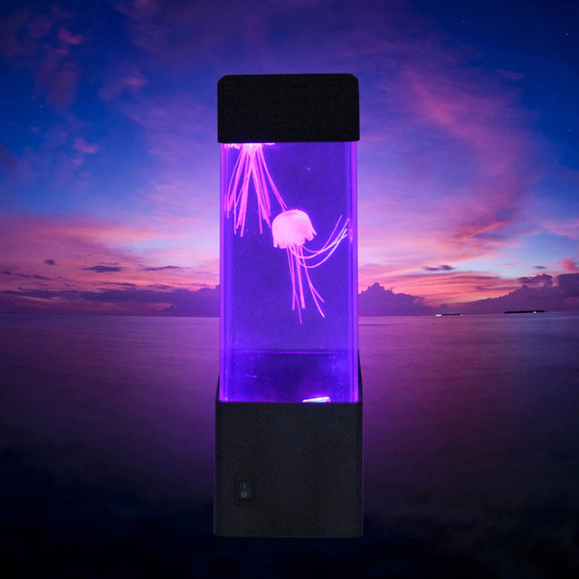 Desktop Acrylic Mini Ecological Fish Tank Colorful Led Jellyfish