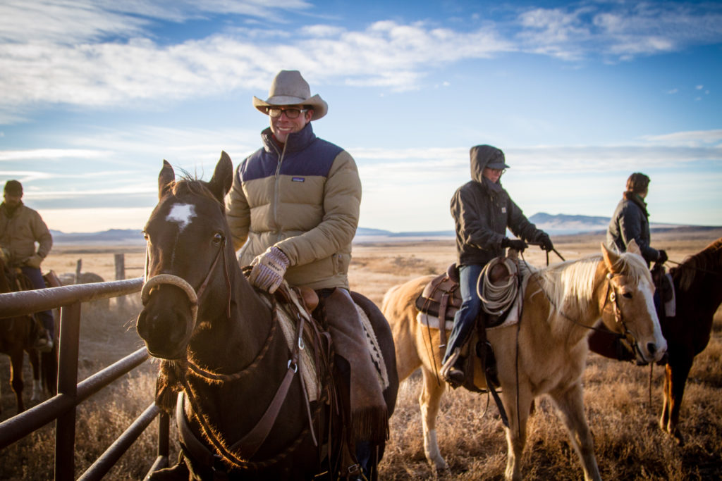 Nick and Alden on their way to move cows early in the morning. December 2016.