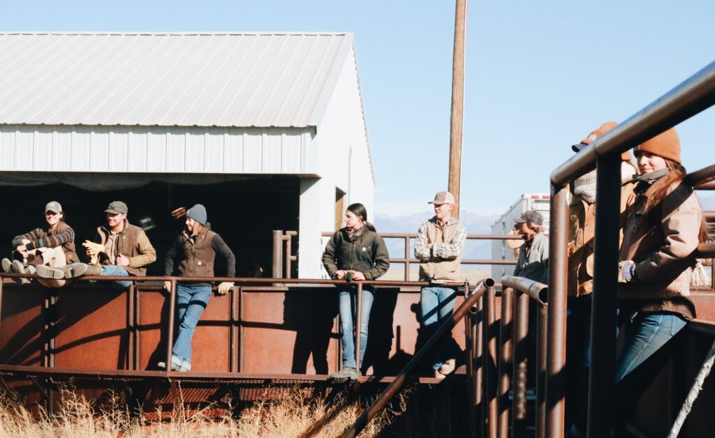 A group of interns and apprentices gathered at the end of Bison Works Week, 2019. Photo by Claudia Landreville.