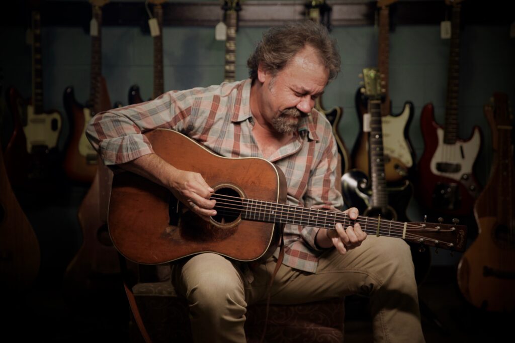 “I’m a Martin man, through and through.” Dan and his 1946 Martin D-28, the guitar he purchased when he joined Alison Krauss and Union Station in 1992. It is one of only two guitars he owns. Photo by Anna LoPinto at Carter Vintage Guitars.