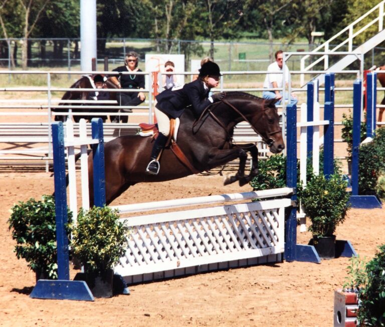 Wizenberg, riding her gelding Willy (show name: “That’s the One”) in a Children’s Hunter Jumper show. Photo courtesy of Molly Wizenberg.