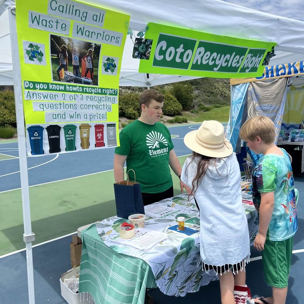 At the Coto de Caza EcoConnections event, Charles Connelly put together a booth called “Coto Recycles Right” to educate the community on the proper ways to dispose of trash, recyclables, and compostables.