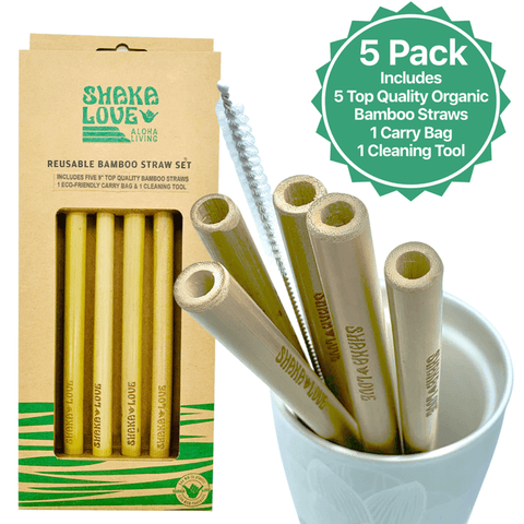 Shaka Love reusable bamboo straw set