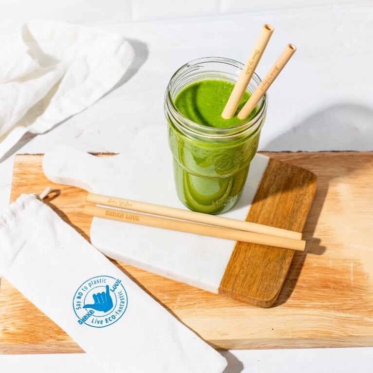 Eco-friendly shaka love bamboo drinking straws