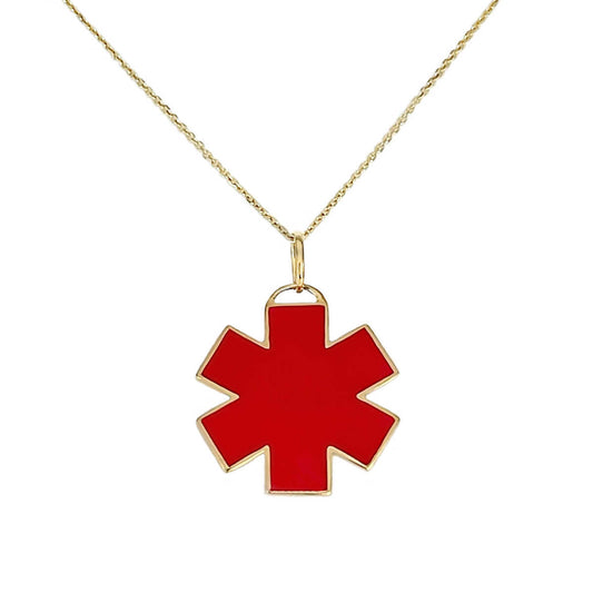 Shield Medical ID Pendant Necklace - Gold Tone-EMIDL4001