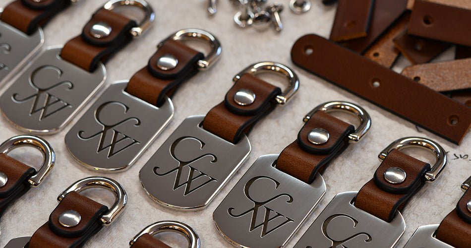 Custom Engraved Logo Leather Keychains Handcrafted High Quality Business Gifts