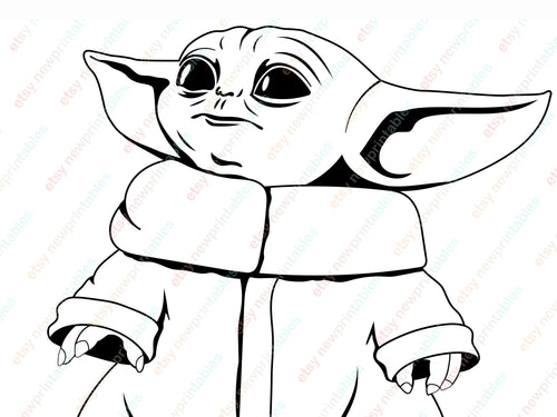 Line Drawing Clipart Baby Yoda Outline Rehare