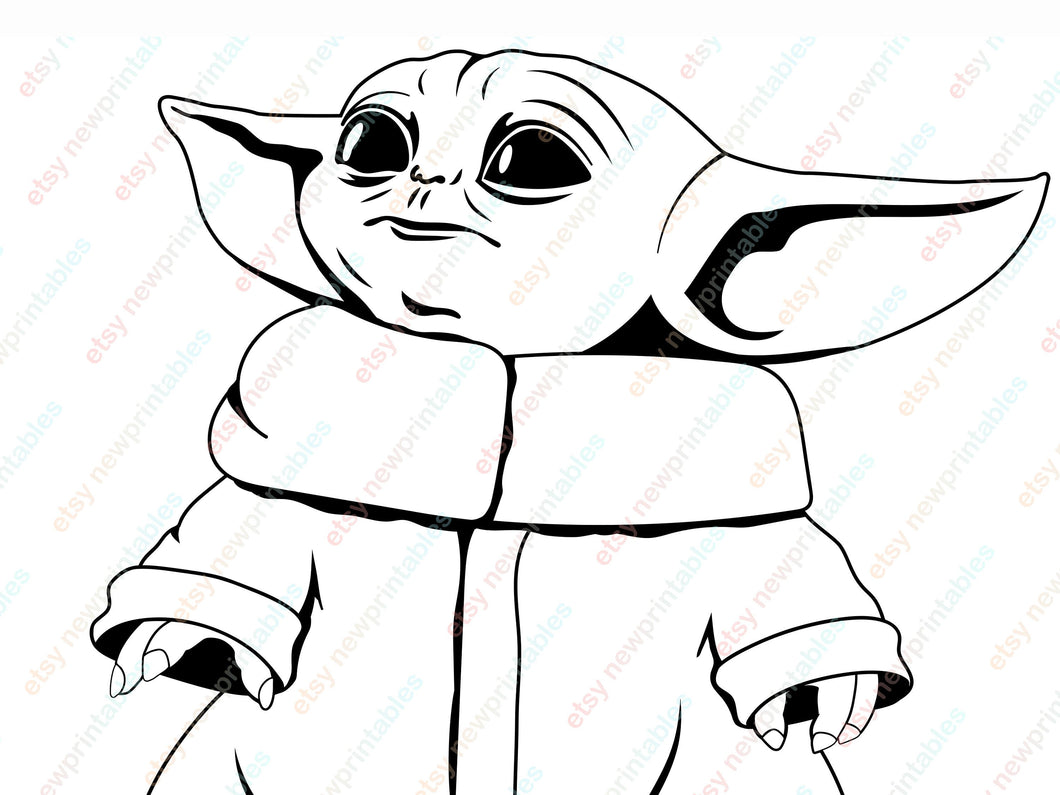 Free Free 344 Svg Baby Yoda Clipart Black And White SVG PNG EPS DXF File