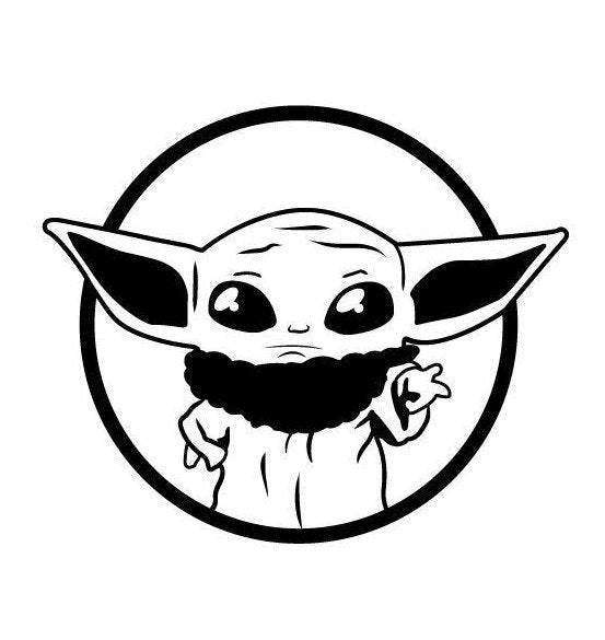 Mandalorian Baby Yoda Drawing Black And White Rehare