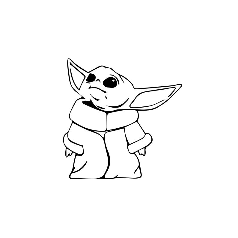 Download Drawing Easy Mandalorian Baby Yoda Drawing Black And White