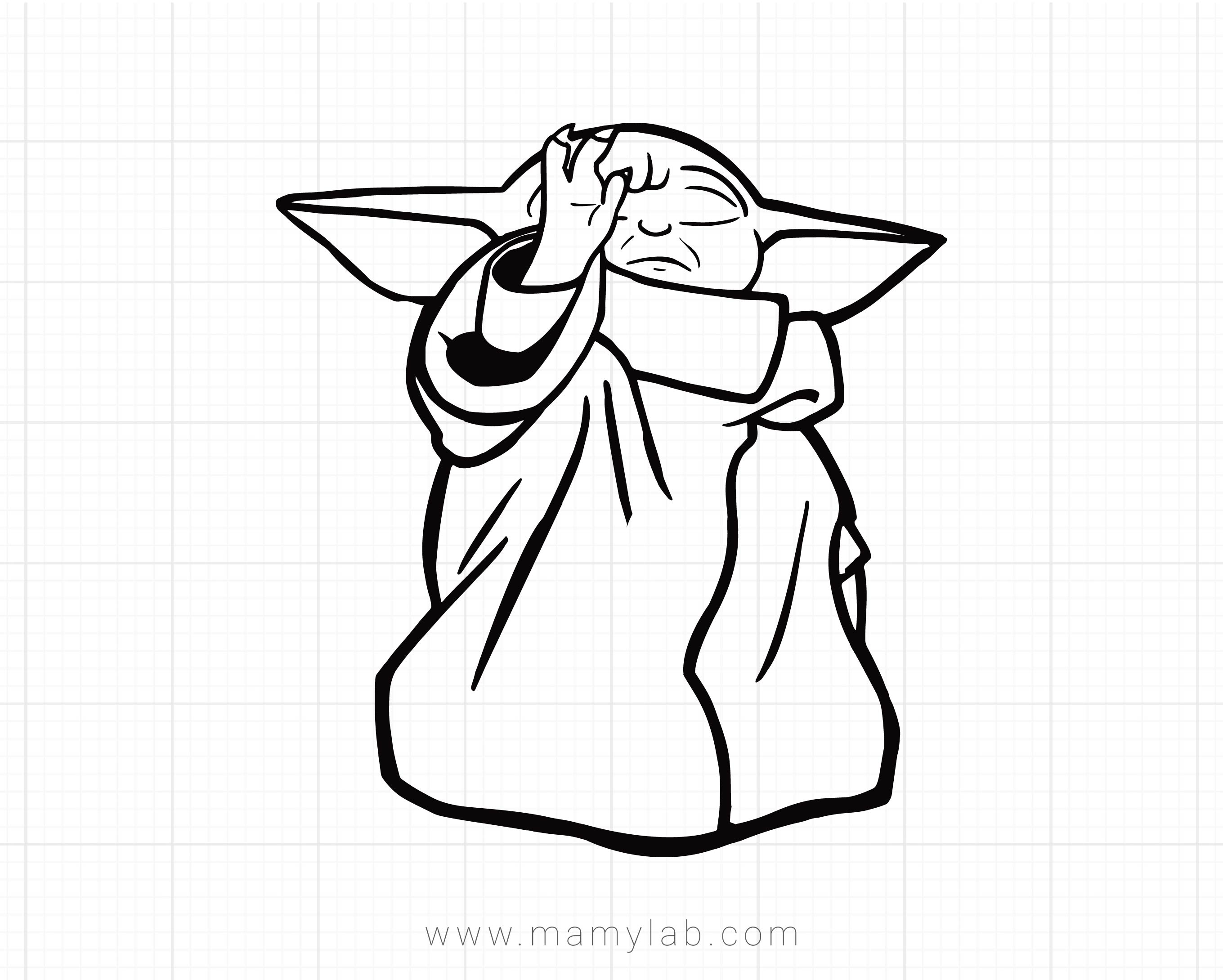 Drawing Easy Sketch Baby Yoda Drawing Black And White