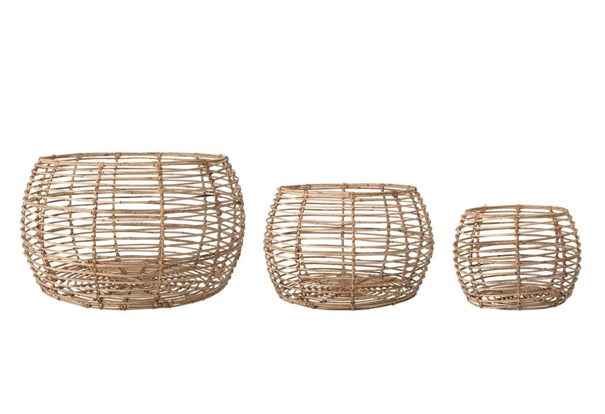 Beige Open Weave Rattan Basket