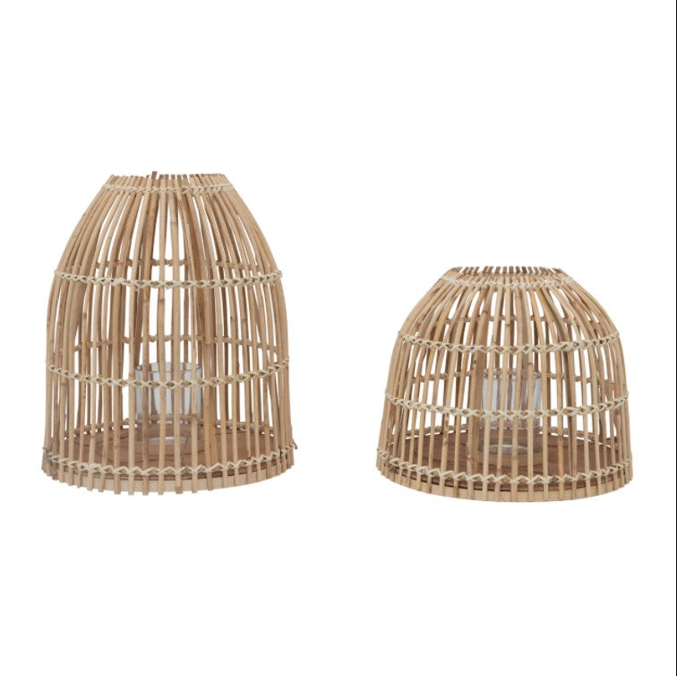 Bamboo Lantern with Glass Insert