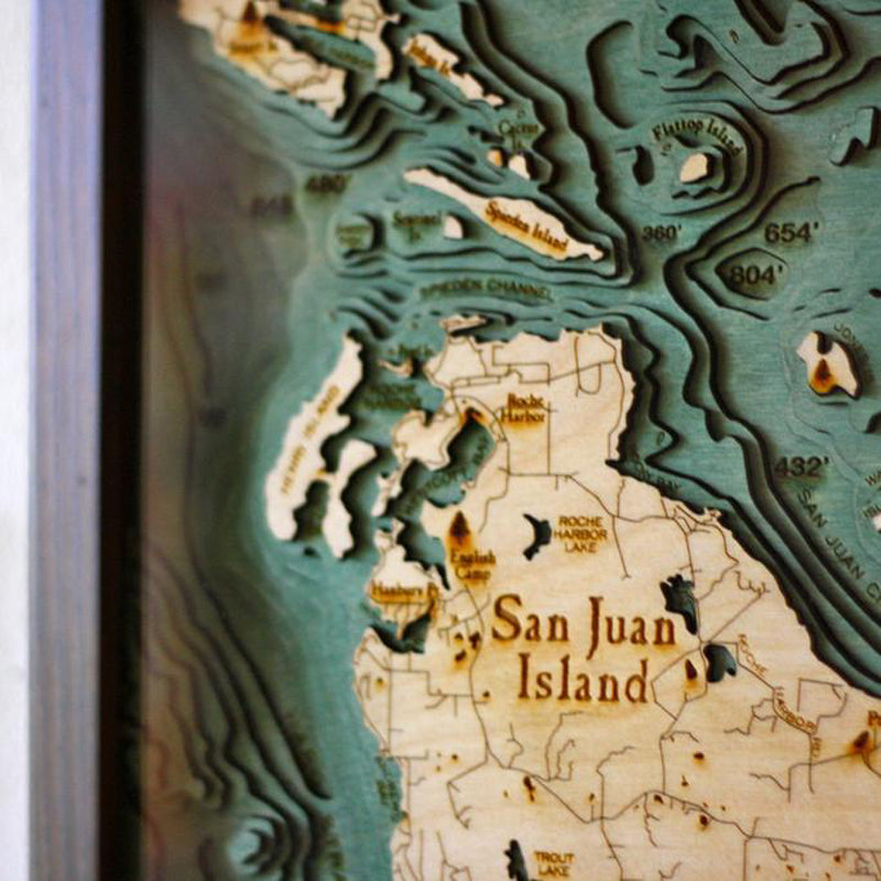 San Juan Islands Nautical Wood Chart