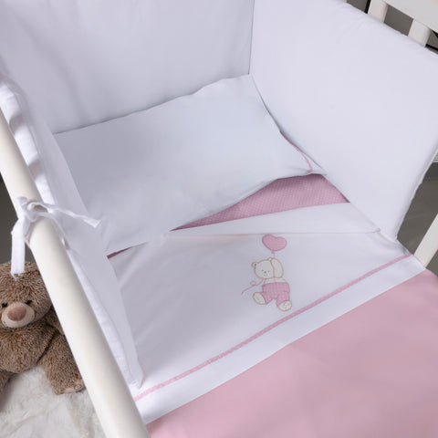 Sheet Set for Babies in Pure Cotton with Embroidery - Orsetto
