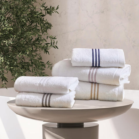Towels in Terry Cotton with Satin Stitch Lines - Daytona