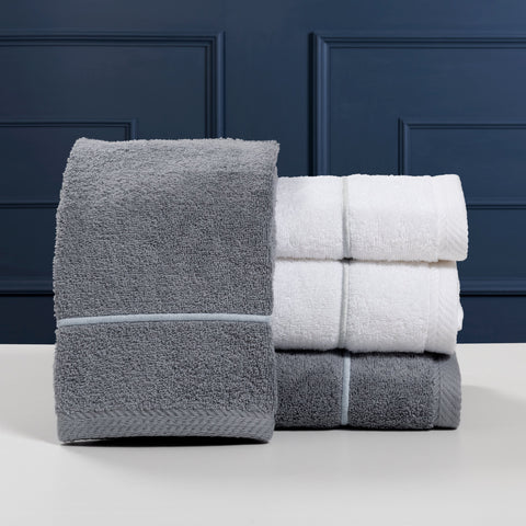 Towels in Terry Cotton with Satin Stitch line - Atollo