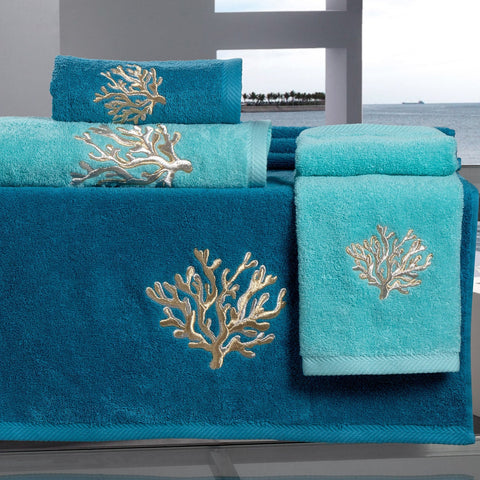 Towels in Terry Cotton with Embroidery - Coralli