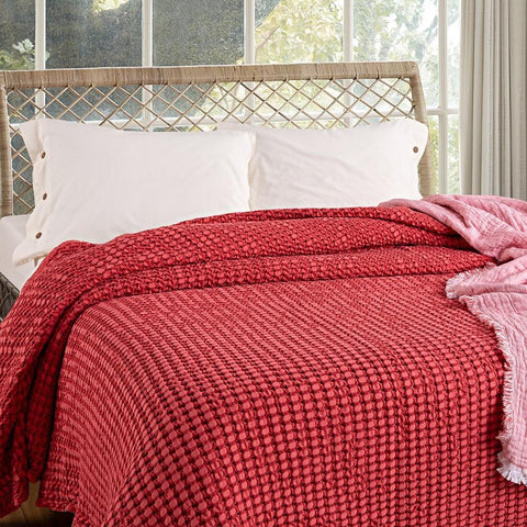 Bedspread in Cotton Honeycomb StoneWashed - Chaltony