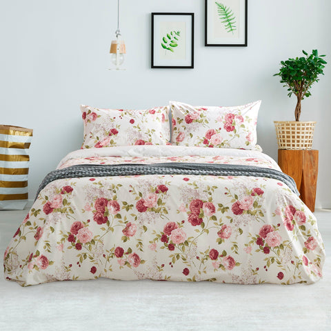 Duvet Cover Set in Percale Cotton Floreal Pattern - Sanderson