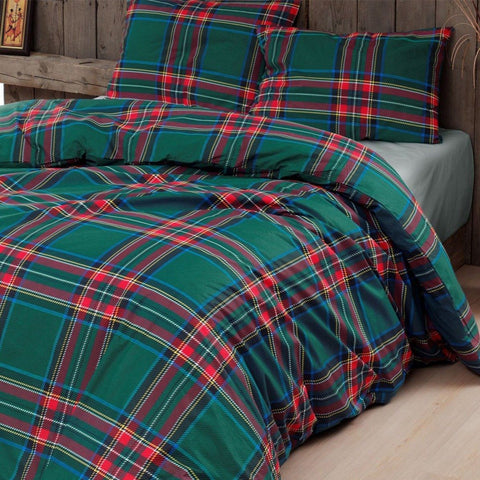 Duvet Cover in Pure Cotton with Tartan Print - Tartan