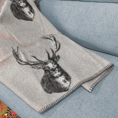 Blanket in Boiled Wool with printed Deer - Stelvio