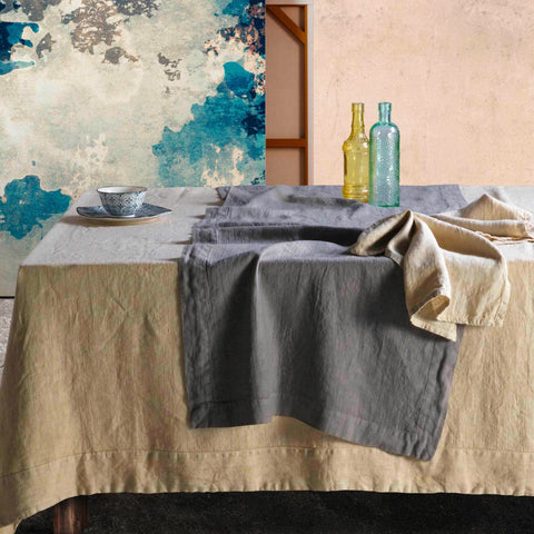 Table Runner in Pure StoneWashed Linen - Andromeda