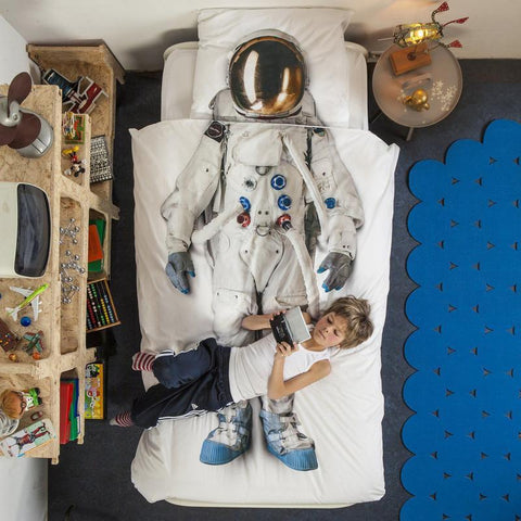 Duvet Cover Set in Pure Cotton with Digital Print - Astronaut