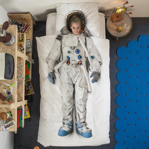Duvet Cover Set in Pure Cotton with Digital Print - Astronaut