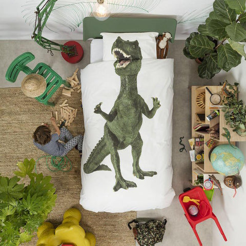Bettbezug-Set aus reiner Baumwolle mit Digitaldruck – Dino