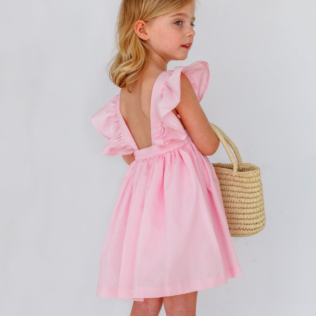 girls pink ruffle dress