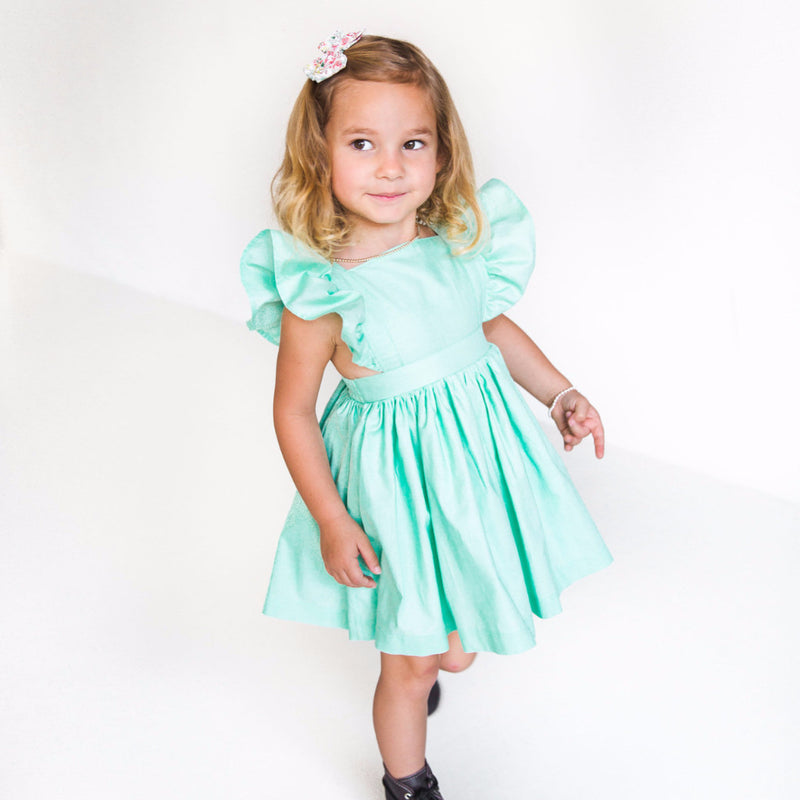 teal pinafore dress