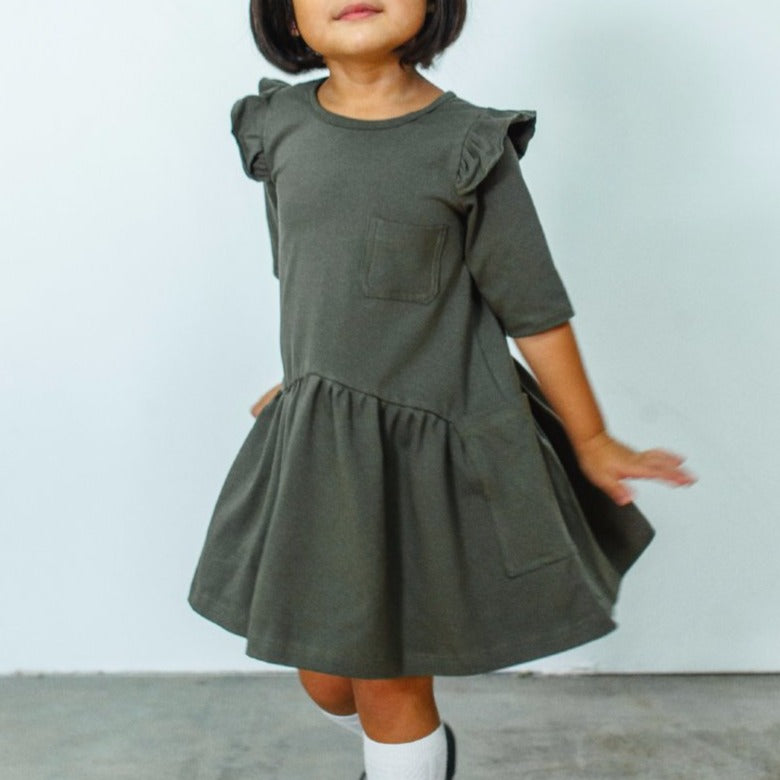 olive green little girl dresses