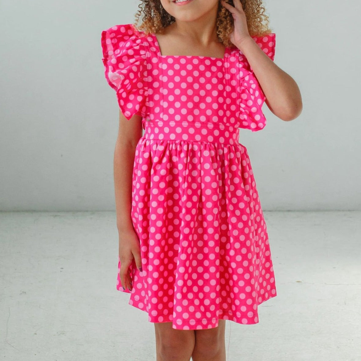 girls pink ruffle dress