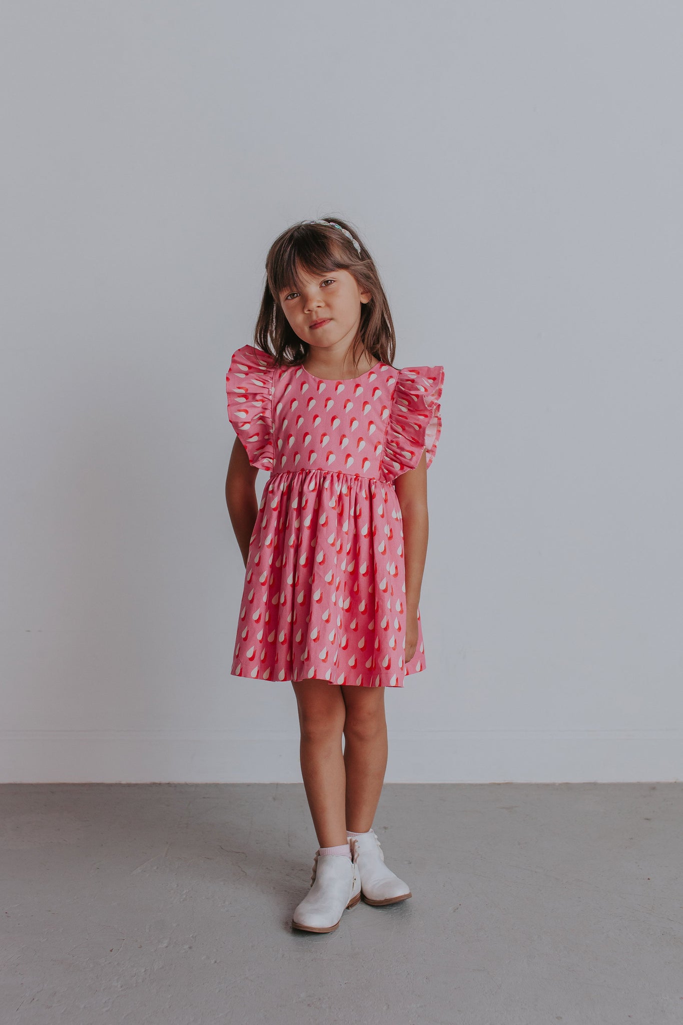 Little Girl's Pink Retro Raindrop Ruffle Dress – cuteheads