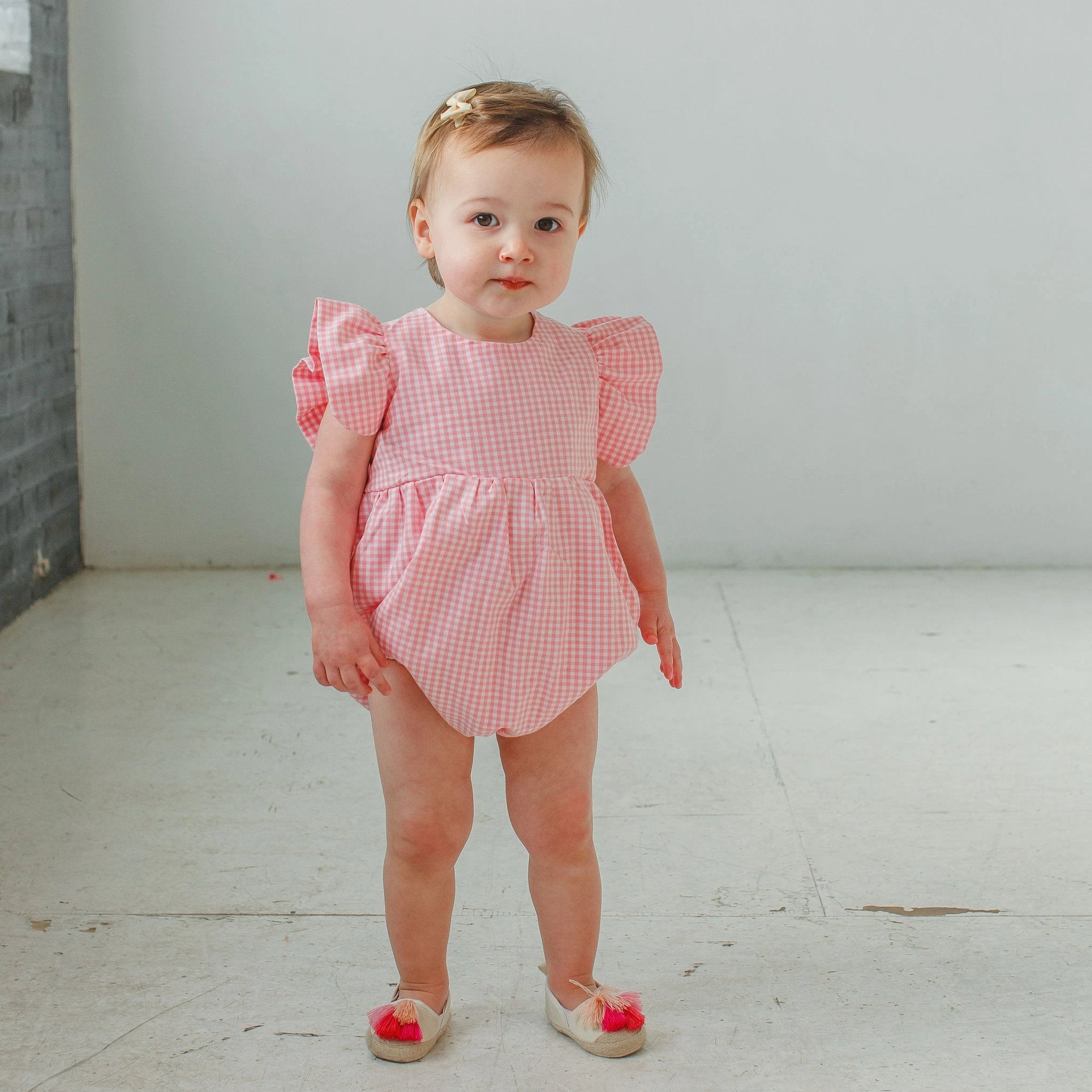 gingham bubble romper