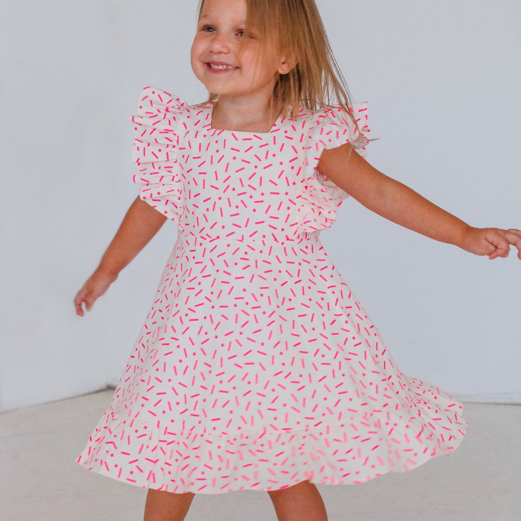 girls pink ruffle dress