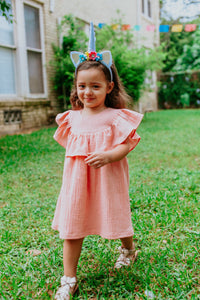 Infant Girl's Peach Pink Double Gauze Cotton Bubble Romper – cuteheads