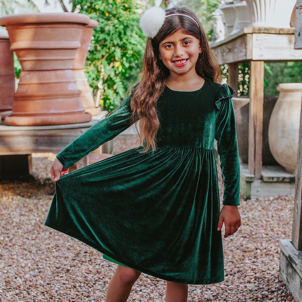 green velvet dress for baby girl